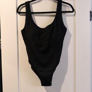 J. Crew black Claudia scrunchie one-piece